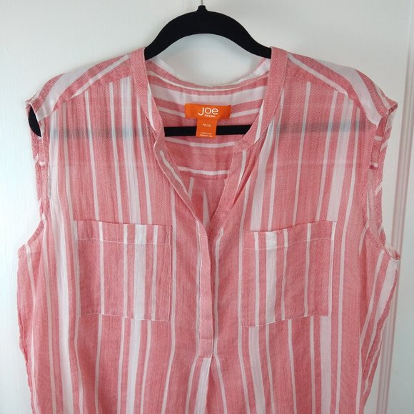 Sheer Striped Pocketed Sleeveless Blouse by Joe - Picture 2 of 7